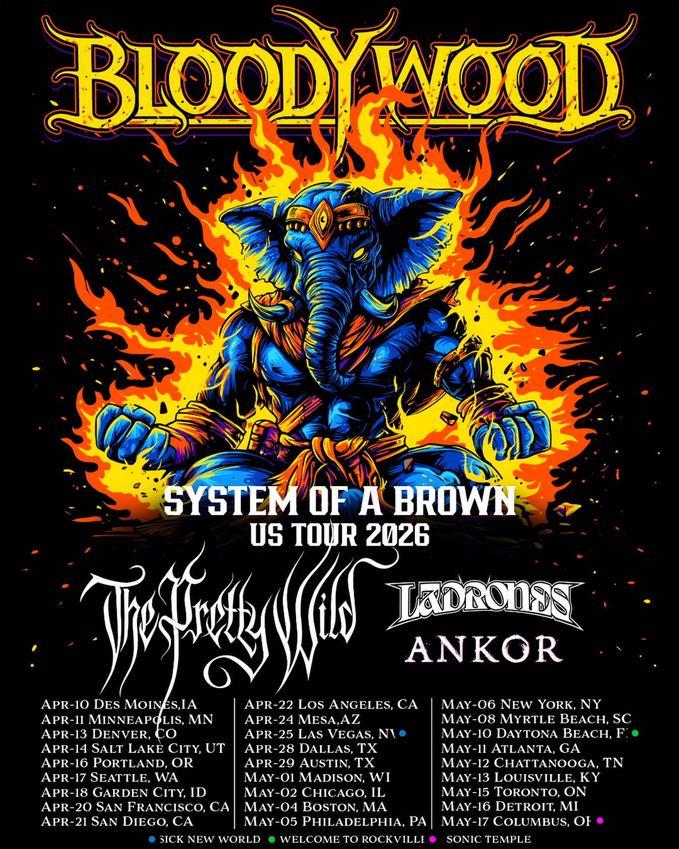 Bloodywood System of a Brown Tour Poster 2026